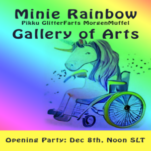 Poster for Minie's Gallery's opening pawtee December 8th Noon SL